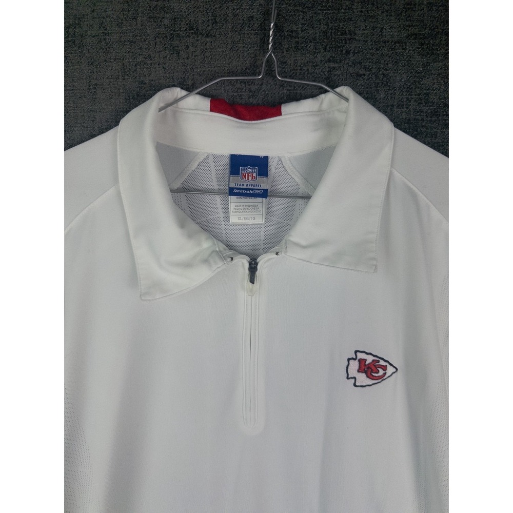 VTG Reebok NFL Kansas City Chief Pullover Mens XL 1/4 Zip White Logo Breathable